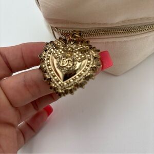 Dolce & Gabbana Cream Cosmetic Bag‎ with Gold Heart Charm